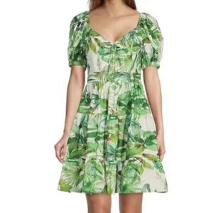 NWT ANTONIO MELANI Paola palm green tropical floral dress size 0